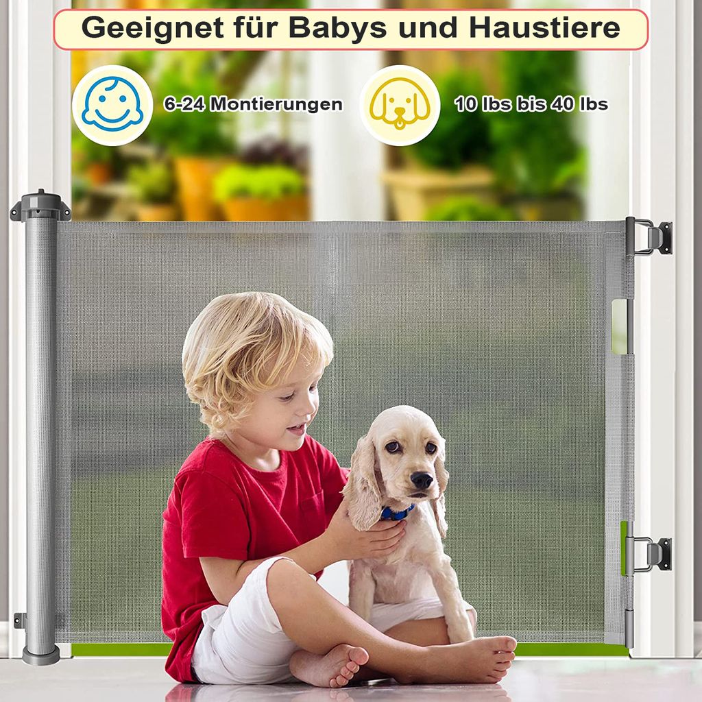 Türschutzgitter, Grau 0-150cm Kinderschutzgitter, Produktbild 8