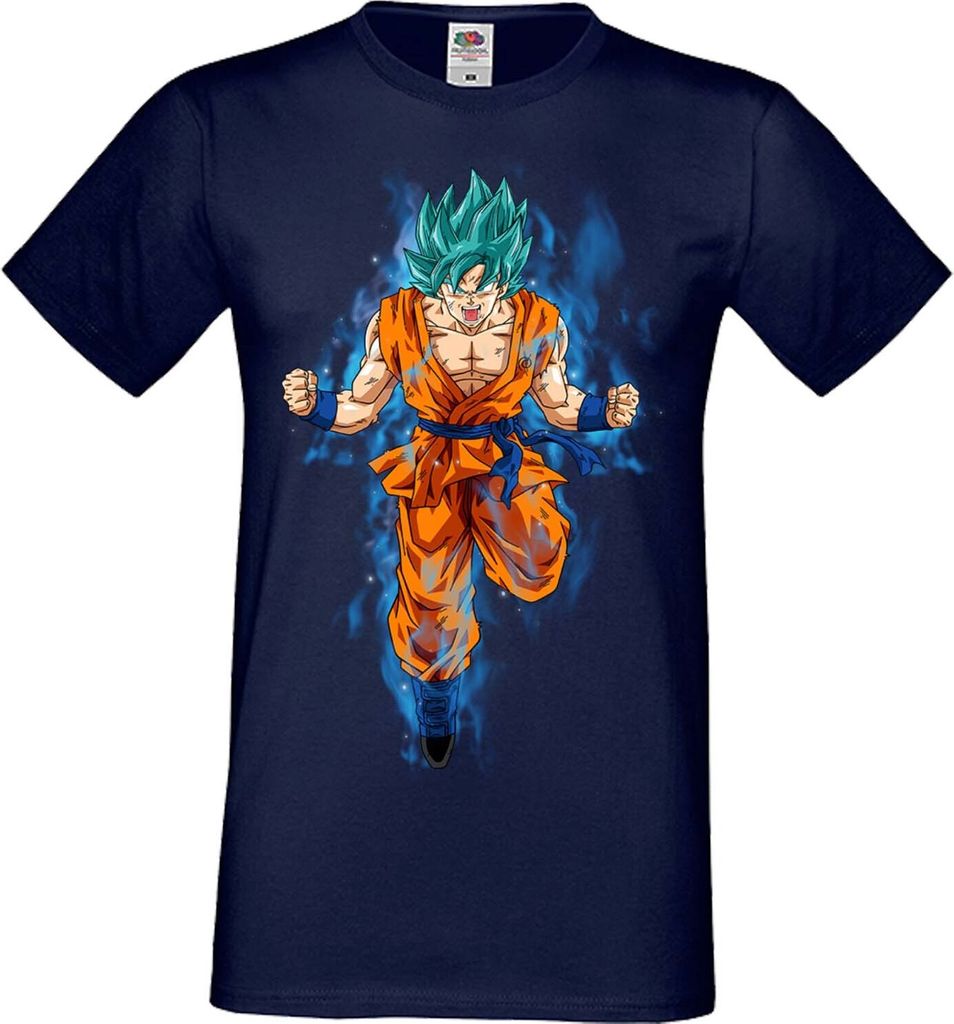 Herren T-Shirt Anime Manga Dragon Anime Manga Ball Z 04 Blue Power, Man 2XL / Dunkelblau
