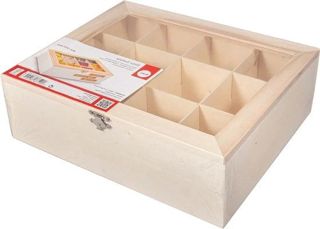 Coffret de rangement en bois 12 cases pour thés et accessoires créatifs