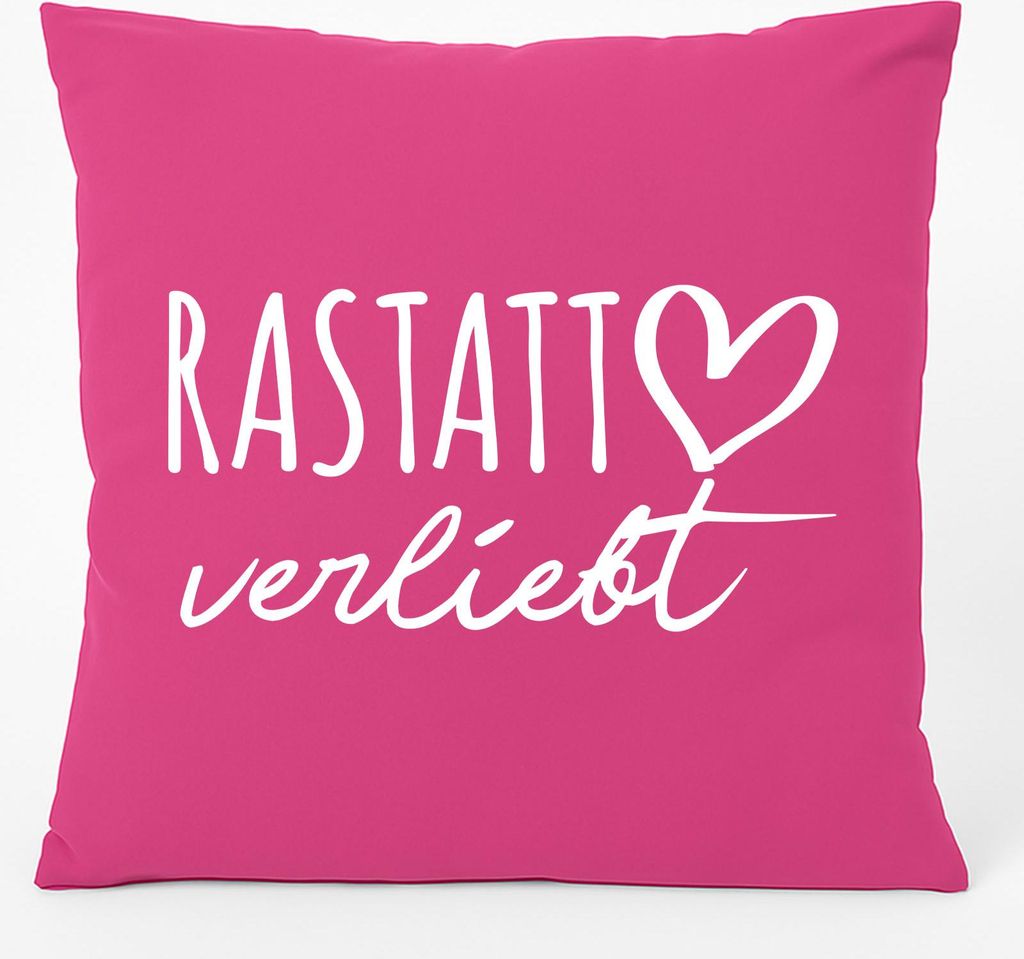 Huuraa Kissen Rastatt verliebt 40x40cm mit Füllung Fuchsia Baumwolle Dekokissen Geschenkidee