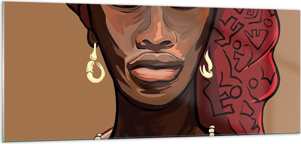 Bilder auf glas - eine frau afrika - 100x40cm - Glasbilder - Wandbilder - Kunstdruck - zum Aufhängen bereit - Wanddekoration aus Glas - Glas Bilde...