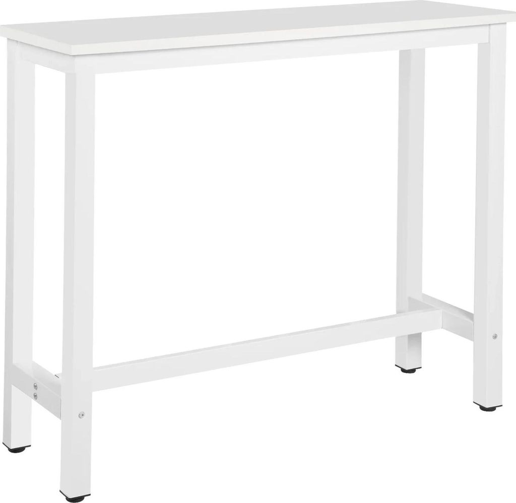 Bartisch für Küche - Hoher Bartisch - 120x40x100 cm - Metallgestell - MDF Tischplatte - Bis 100 kg - Für 2 Personen - Weiß