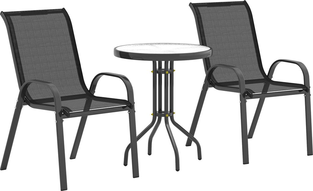 Outsunny Bistro-Set 3-teilig Wetterfest Gartenmöbel Set mit Produktbild 