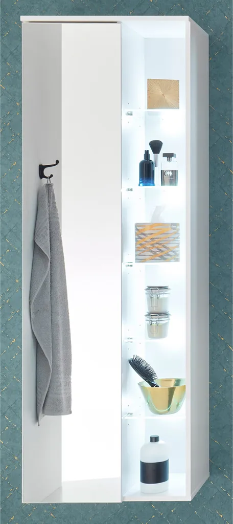 Colonne de rangement blanche Bella design épuré verre dépoli 55x160x30 cm