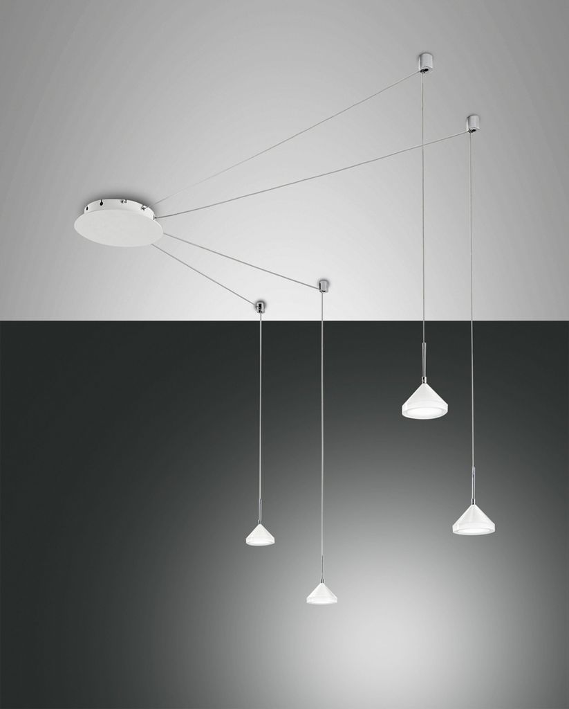 Fabas Luce Isabella LED Pendellampe 4-flg. Metall Weiß