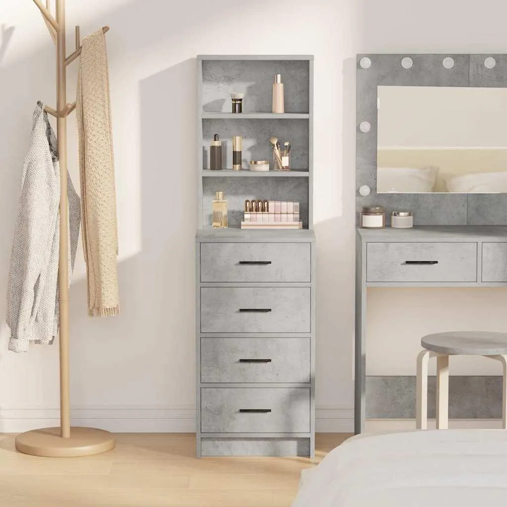 vidaXL Highboard grigio cemento 40 x 41 x 135 cm materiale a base di legno