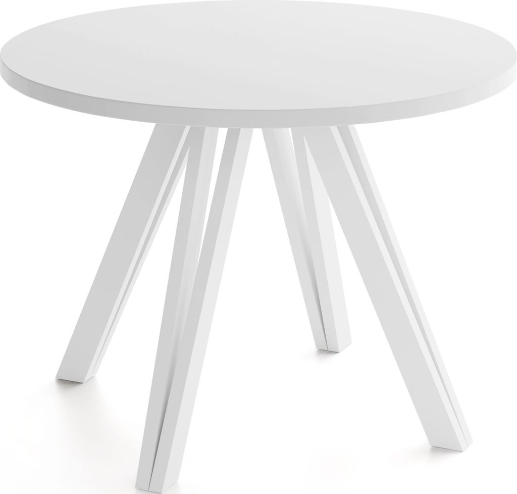 Runder Esstisch 100 cm mit Weißen Holzbeinen aus Buchenholz – Moderner Tisch für Esszimmer, Küche und Wohnzimmer – Platzsparender Tisch für...
