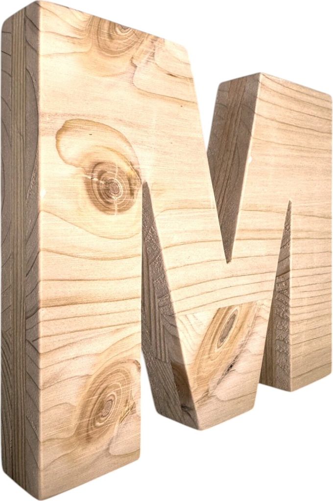 Zayno Holzbuchstabe "M" aus massivem Fichtenholz | Kinderzimmerdekoration, Babyname, Handarbeit, Hergestellt in Deutschland, Germany
