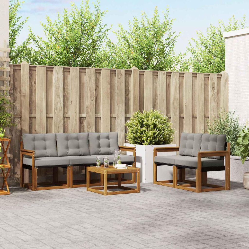 "SALE 2026"Outdoor-Sofagarnitur - CLORIS - Balkonmöbe/Sitzgruppe - mit Kissen 6 pcs - Moderne Design - Natürlich und Hellgrau - Gartensofas NeuM...