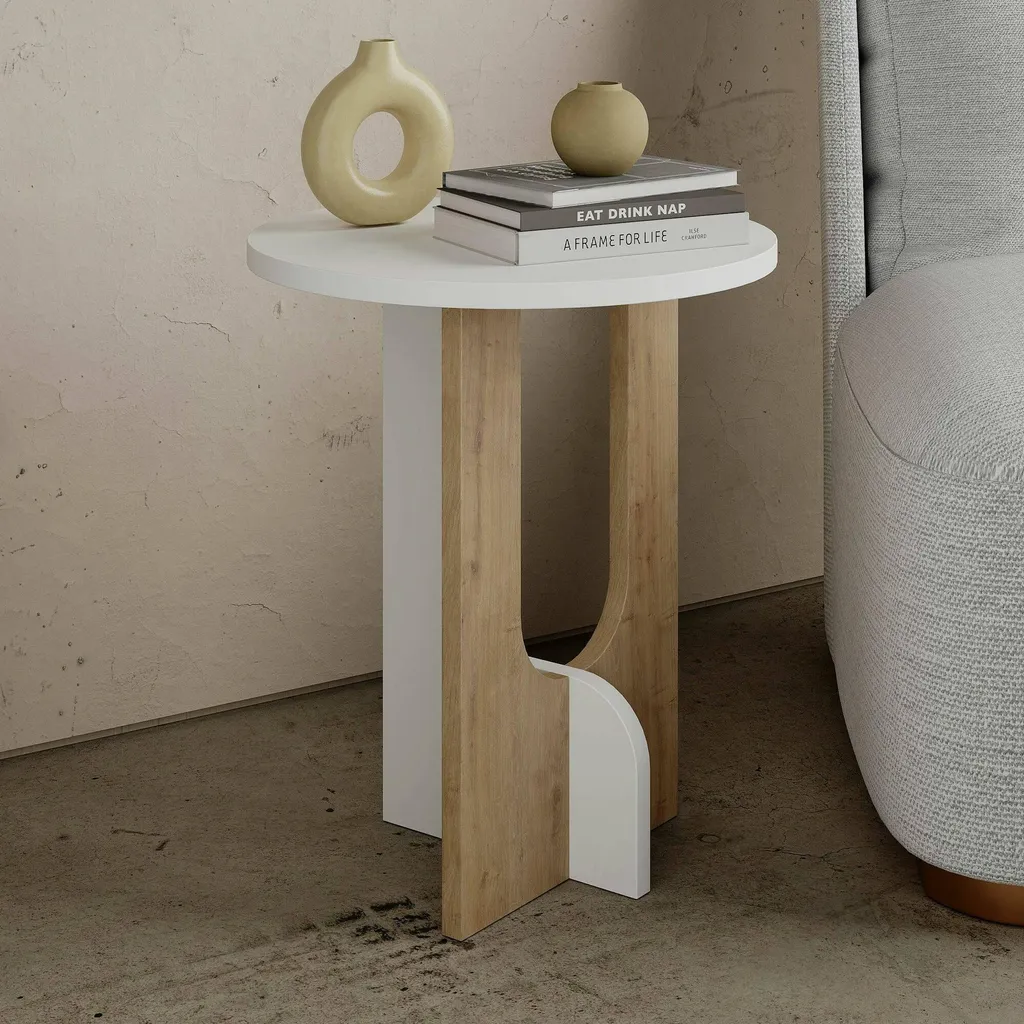 Petite Table d'Appoint Bret Blanche Rectangulaire 40x40 cm Design Chic