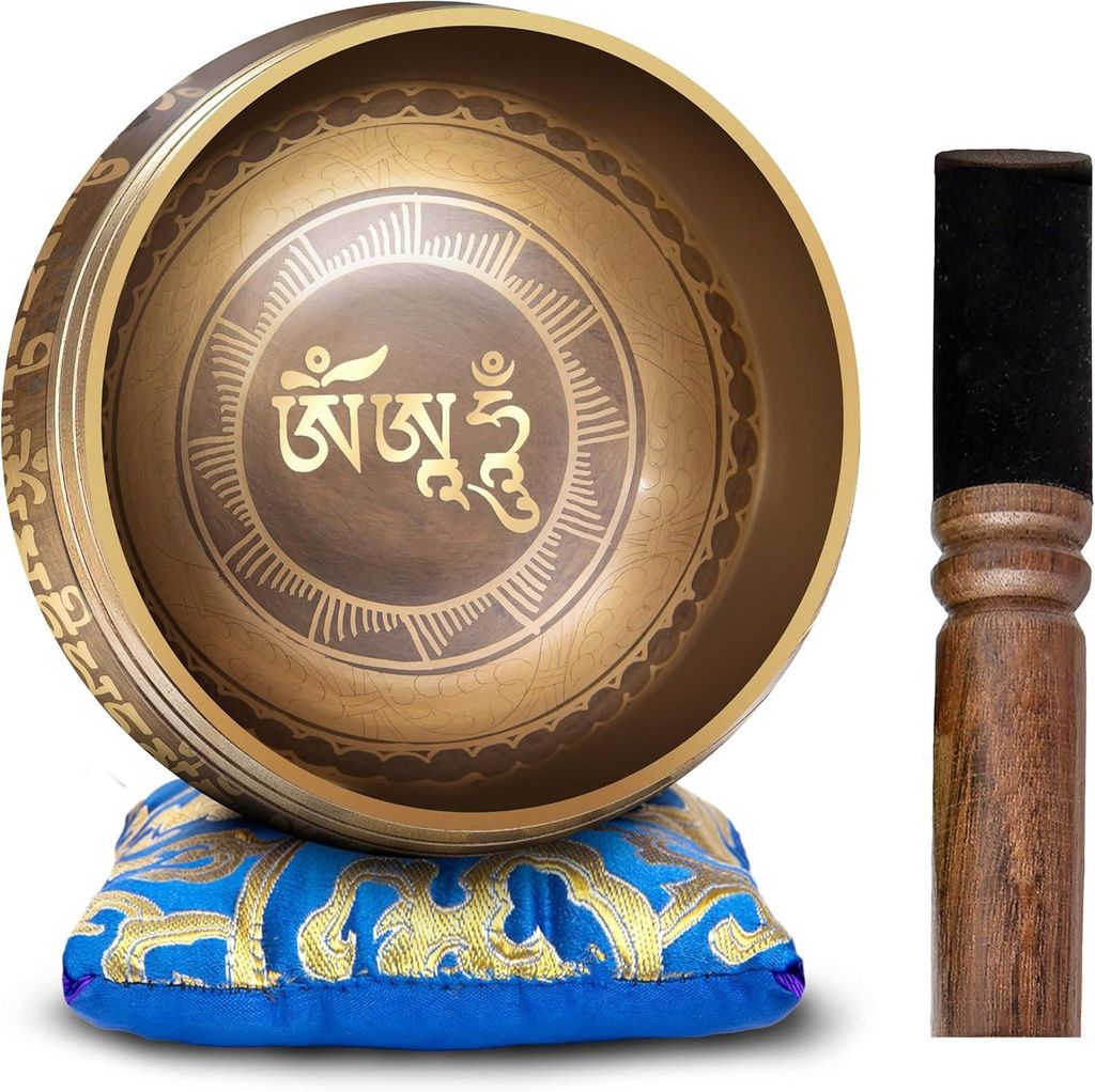Tibetische Klangschale Für Meditation und Yoga Set Mit Produktbild 