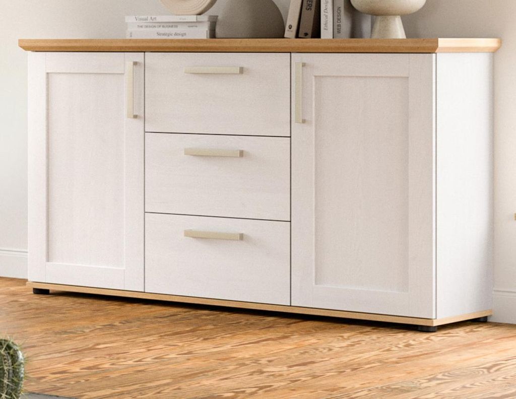 Sideboard "Mirano" in weiß Lärche und Eiche Artisan Produktbild 
