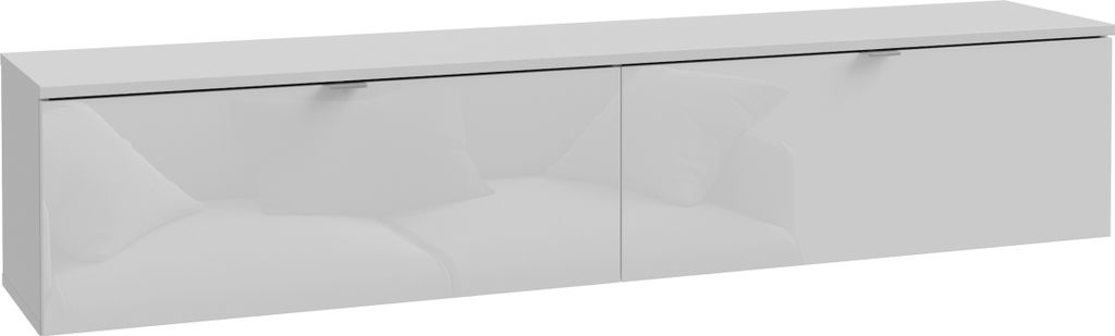 TV-Board LIBERTAD LBTT121 – Modernes hängendes TV-Möbel in Weiß Hochglanz für Fernseher bis 81 Zoll, 2 Klappen.