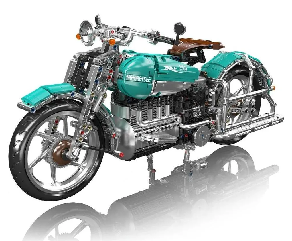 Moto Cruiser Américaine Vintage Kit de Construction 1971 Pièces Bleu