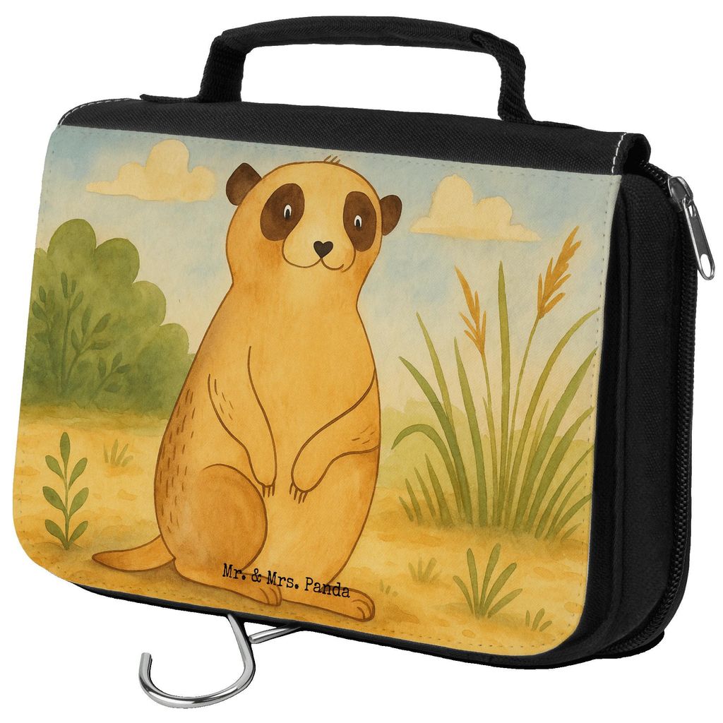 Mr. & Mrs. Panda Kosmetikbeutel Erdmännchen Design - Weiß - Geschenk, Spruch, Waschtasche, Traveling, Reisen, badtasche, Afrika, kosmetiktäschch...