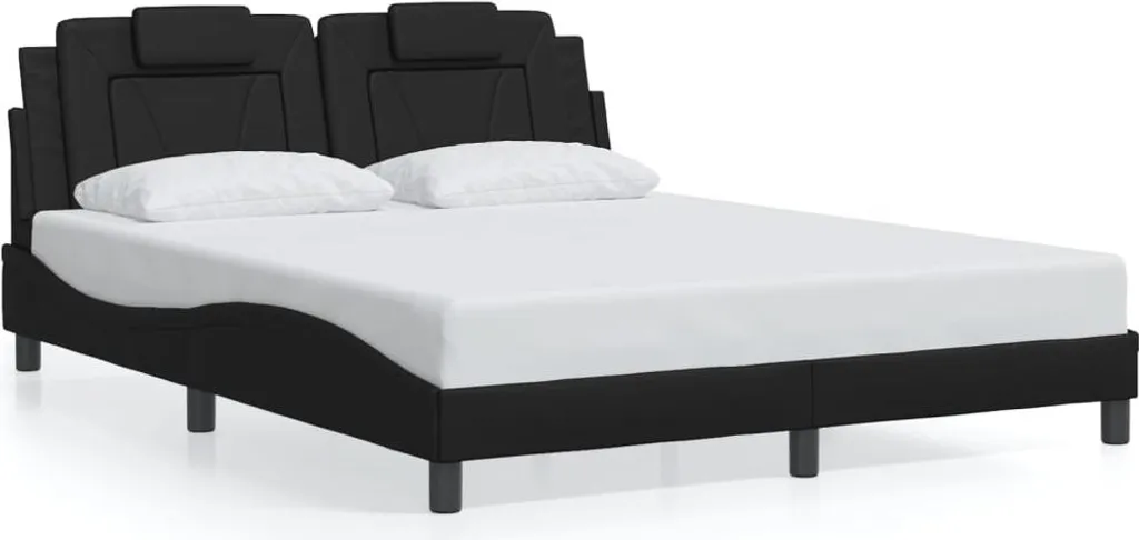 Lit Double 160x200 cm en Similicuir Noir Modèle Viana pour Adulte