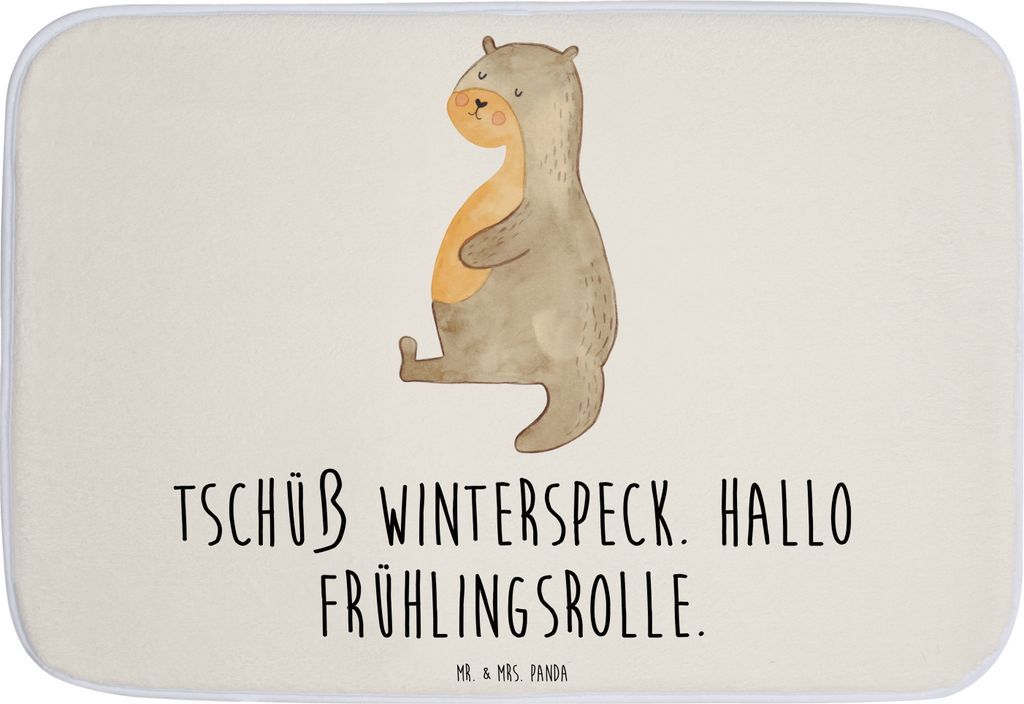 Mr. & Mrs. Panda Badezimmerteppich Otter Bauch - Weiß - Geschenk, Badezimmer Matte, dick, Badteppich, Seeotter See, Duschvorleger, Badematte, Spor...