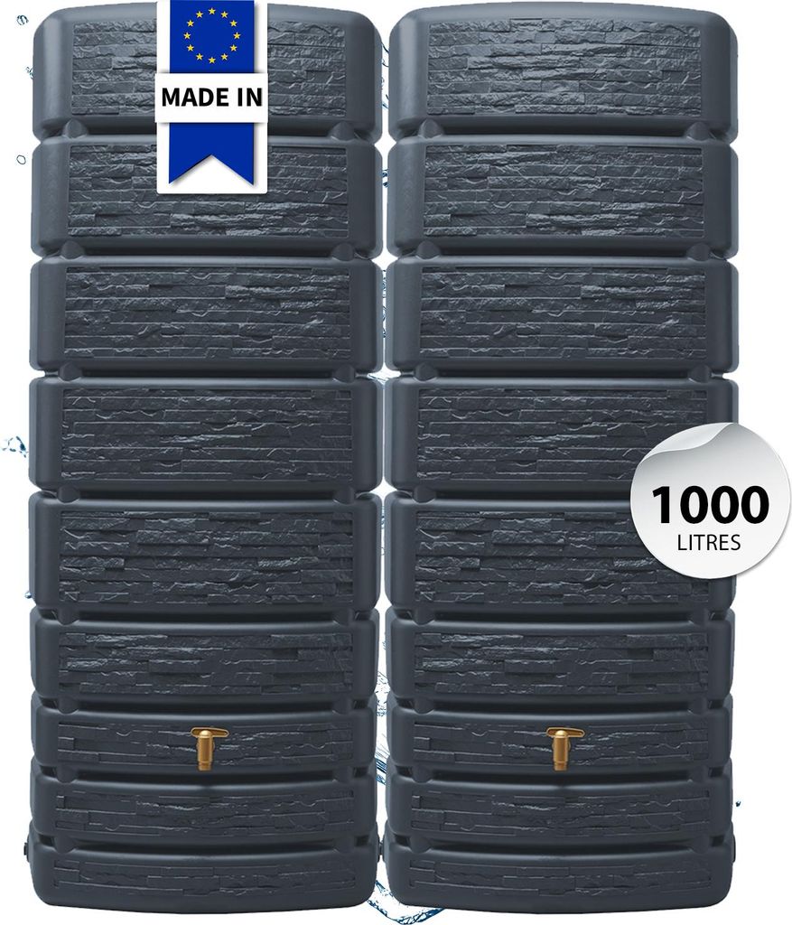 4rain SLIM STONE DÉCOR Réservoir Mural Ensemble 1000 L, Image du produit 
