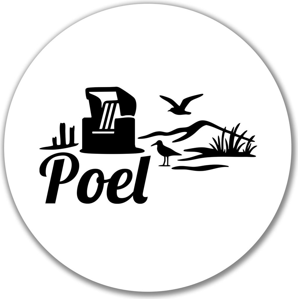 Huuraa Aufkleber Poel Strandmotiv 10cm rund Sticker Geschenkidee