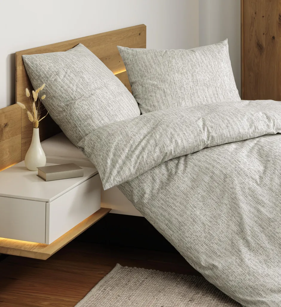 Parure Lit 135x200 en Soft-Coton Doux Janine Cortina Coloris Nature Gris