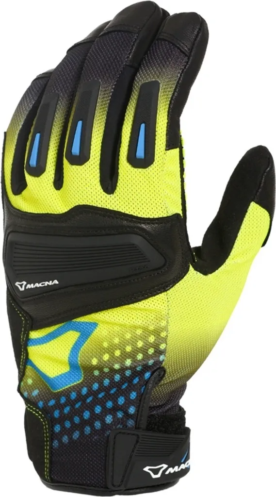 Gants Macna Jugo ventilés bleu jaune noir S avec protections renforcées