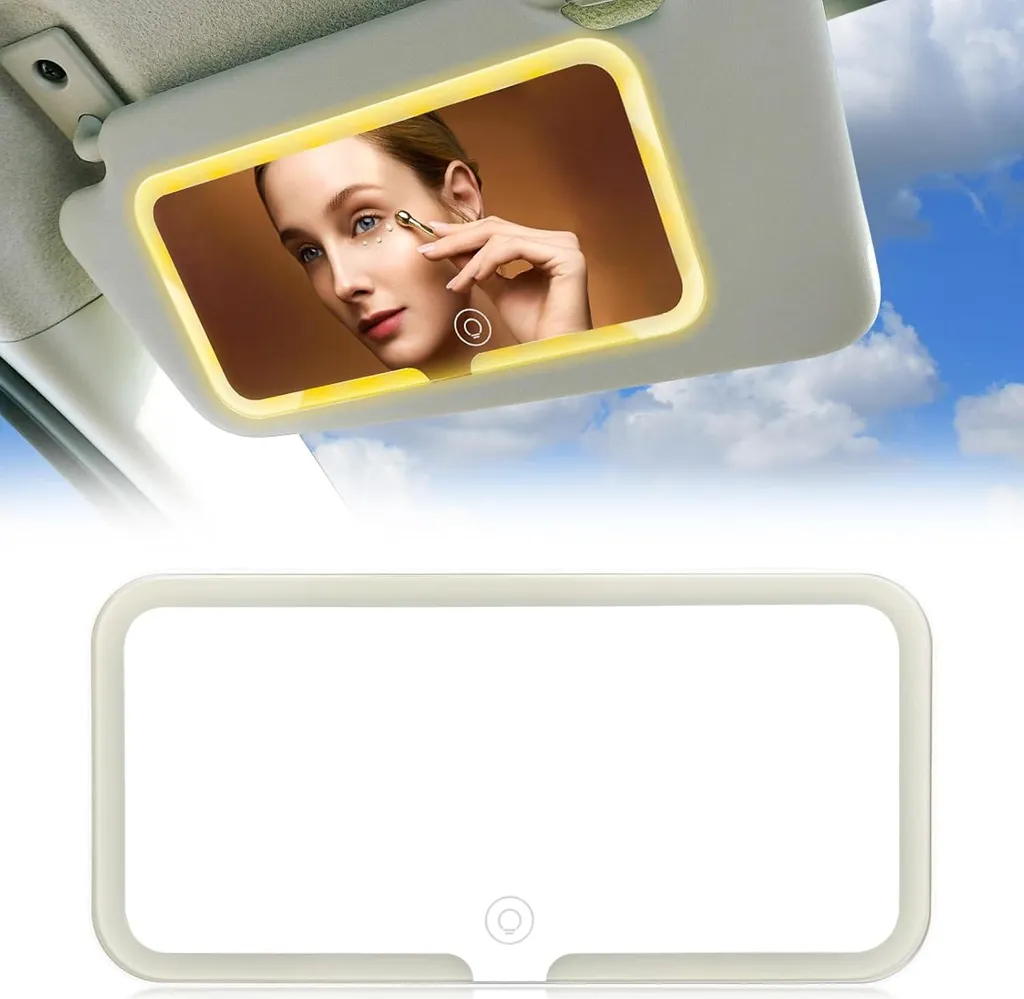 Miroir cosmétique voiture pour maquillage - éclairage LED pare-soleil