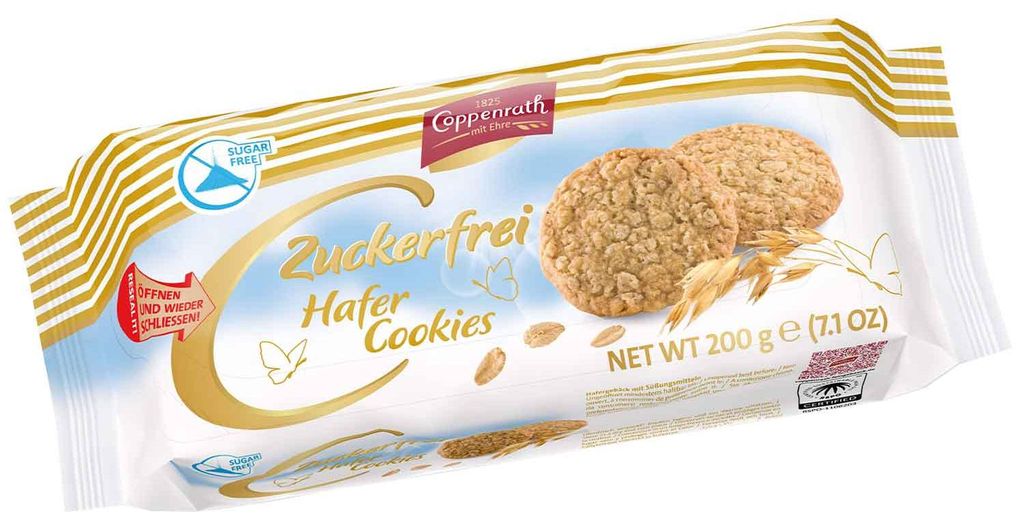 Biscotti d'avena senza zucchero al gusto di nocciola di Immagine del prodotto 