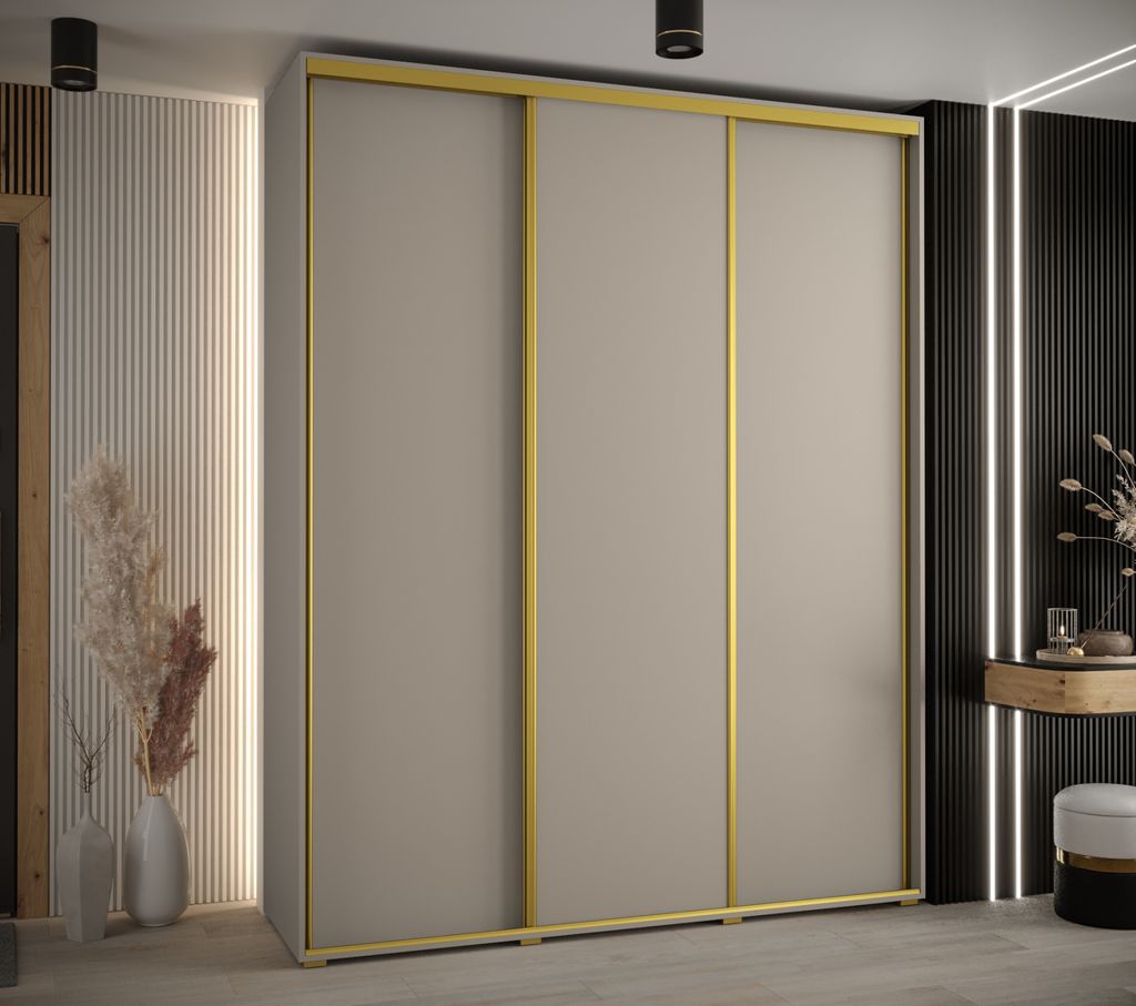 Kleiderschrank INDIRA 1 - 200/60 cm, Kaschmir/Gold