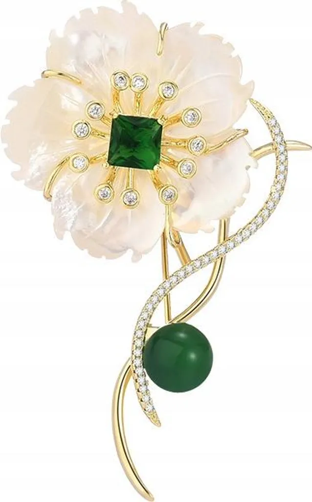 PINTE Spilla Fiore Oro e Madreperla: Eleganza Italiana per Cerimonie