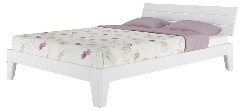 Weißes modernes Doppelbett 160x200 Bettgestell Holzbett Produktbild 