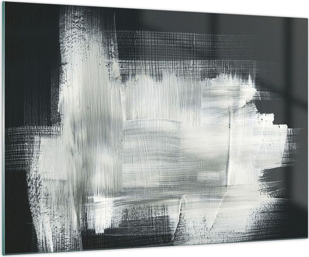 Bilder auf glas - Einteilig - Abstraktion Schwarz Weiß - 100x70cm - Glasbilder - Wandbilder - Bilder - zum Aufhängen bereit - Wanddekoration aus ...