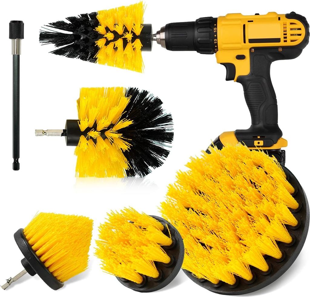 6 Stück Bürstenaufsatz Bohrmaschine Set, Leistungsstarke Bohrbürste Reinigungsbürste Akkuschrauber Drill Brush Felgenbürste Scrubber Reinigung...