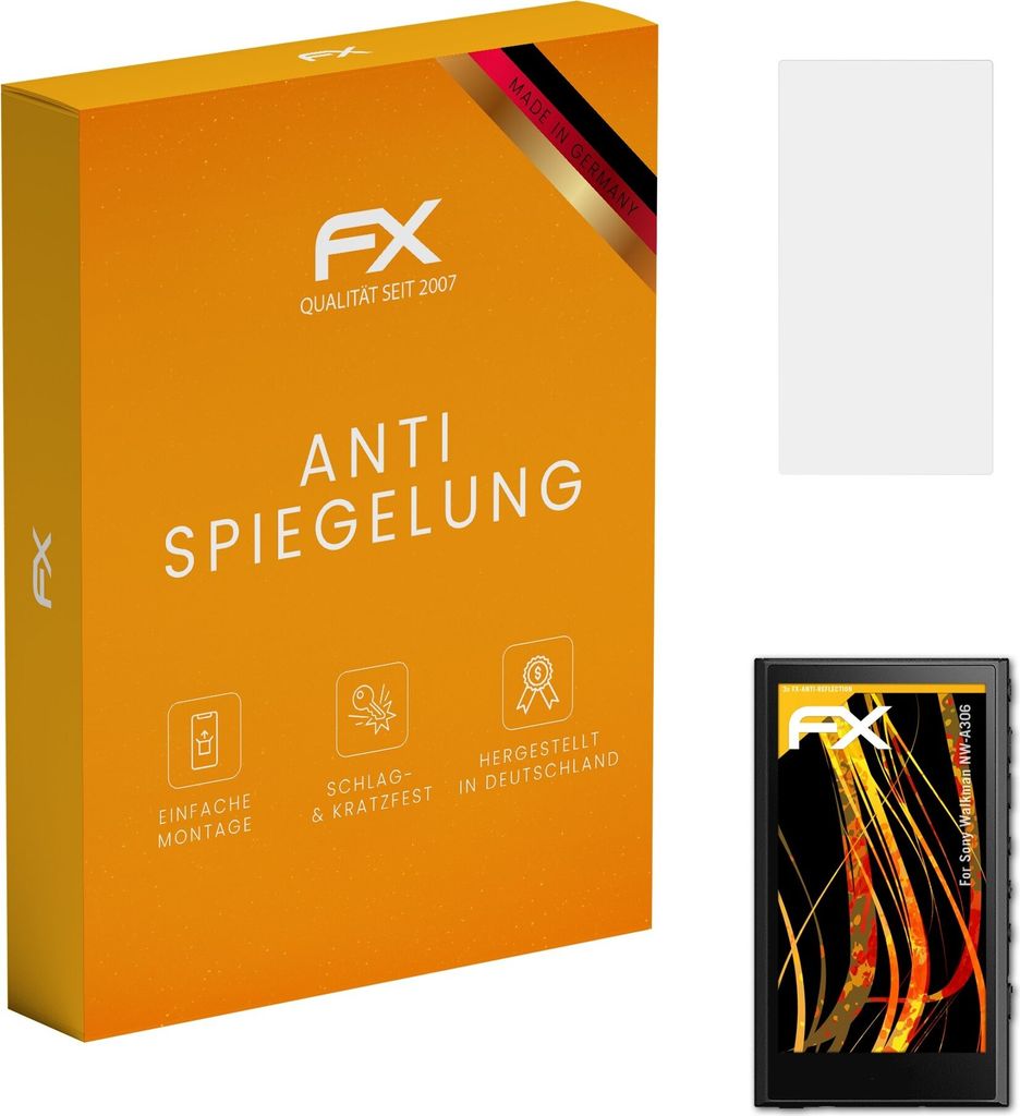 atFoliX FX-Antireflex 3x Schutzfolie kompatibel mit Sony Walkman NW-A306 Displayfolie