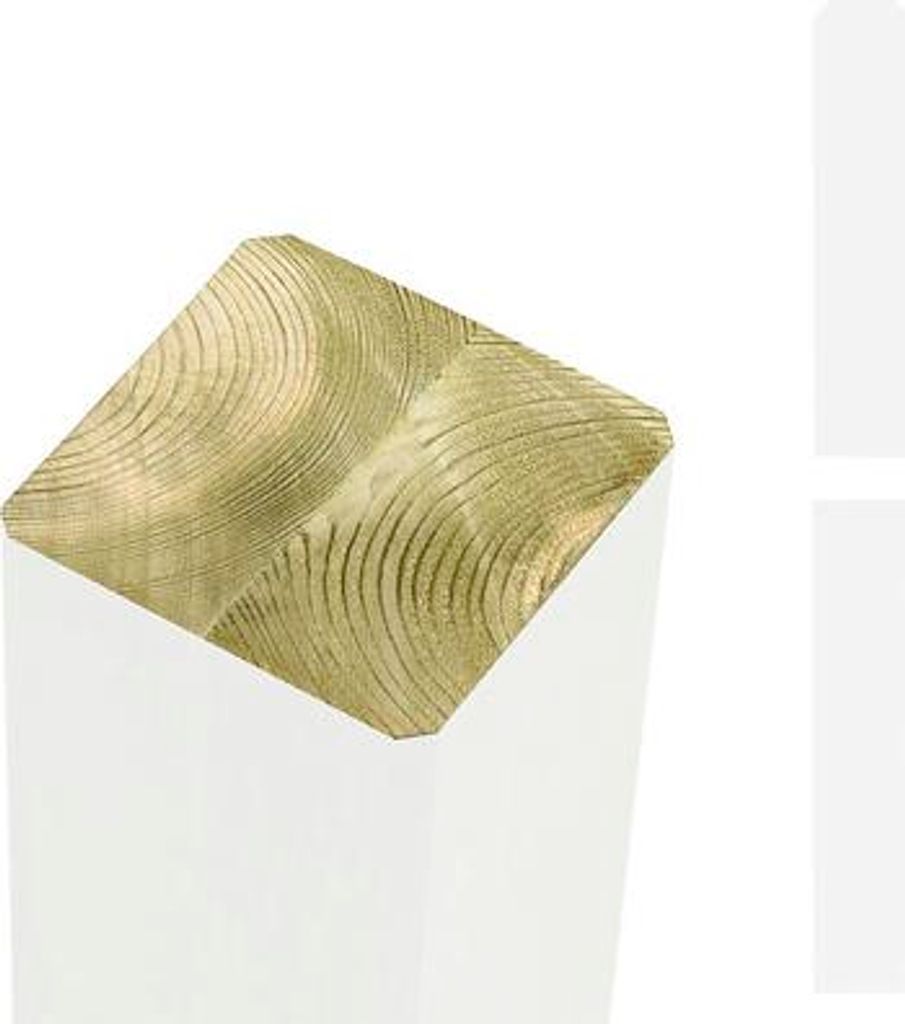 Pfosten PLUS verleimt, Kopf rund 9 x 9 x 208 cm RAL 9010 weiß