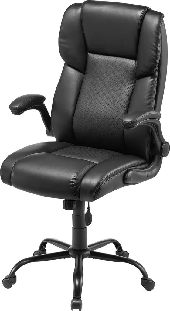Chaise de bureau dossier haut noir accoudoirs relevables gain de place