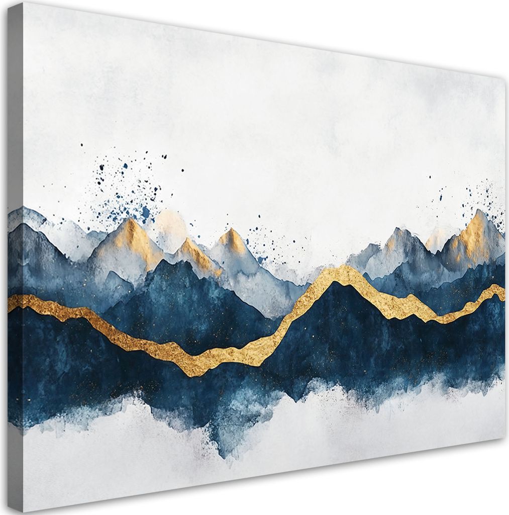 Leinwandbild Abstrakt Gold Blau Modern 60x40 Feeby Blau bild für die wand bereit zum aufhängen