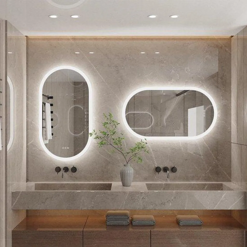 Miroir de salle de bains LED 60x80 cm anti-buée à suspendre ou poser