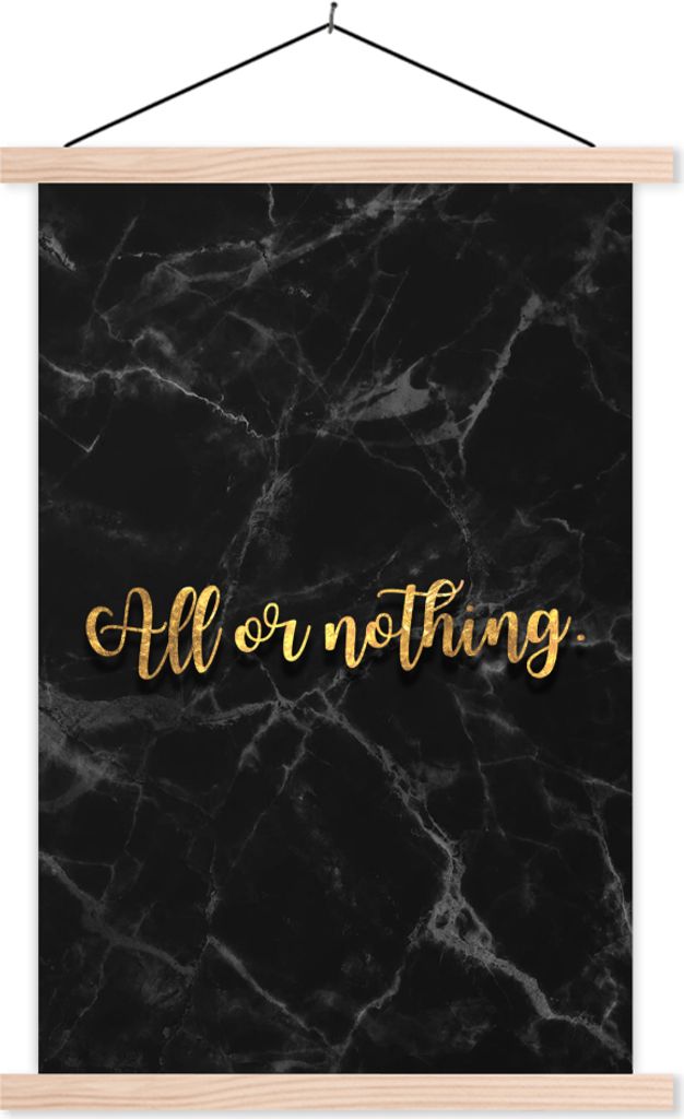 MuchoWow Textilposter Sprichwörter - Marmor - Gold - Schwarz 40x60 cm mit holzfarbenen Rahmen - Poster