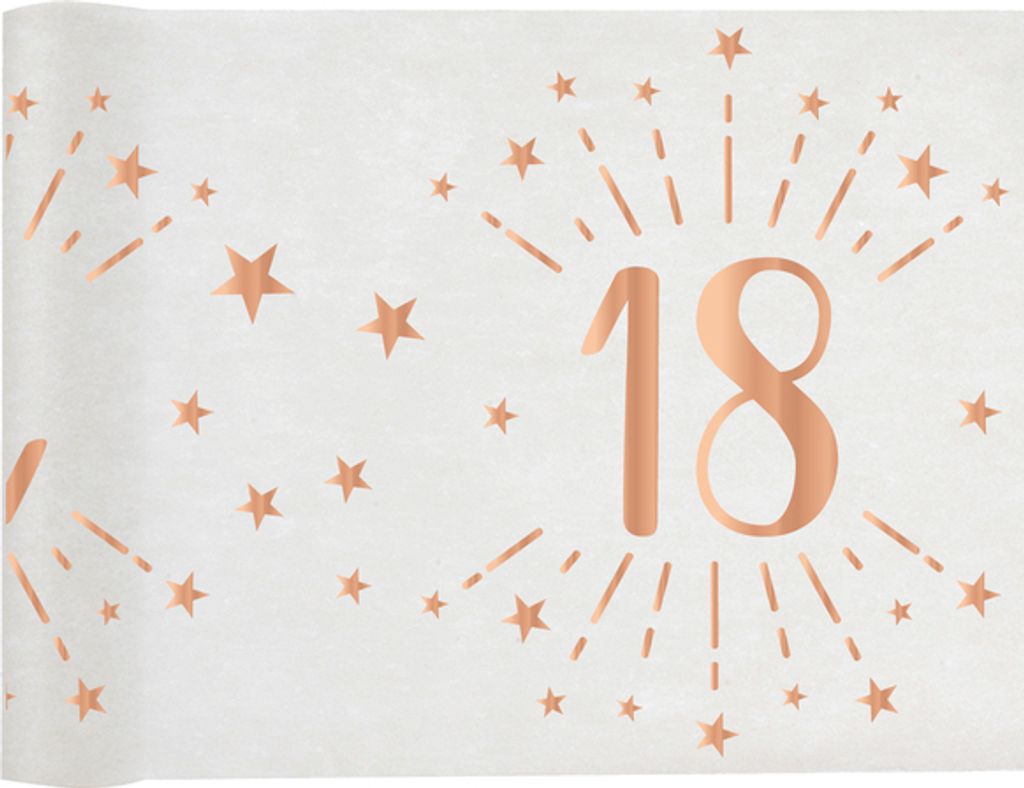 18. Geburtstag roségold Tischläufer 5 m x 30 cm Zahl 18 Produktbild 