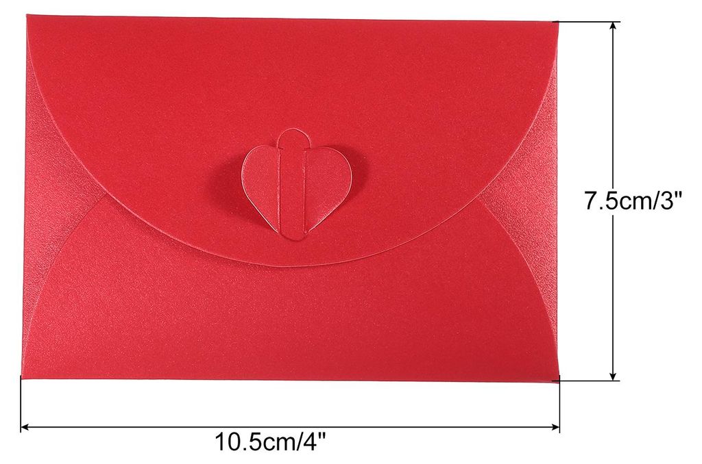 12Pack Geschenkkarten Umschl?ge Herzform Spange Geschenk Kartenhalter Rot