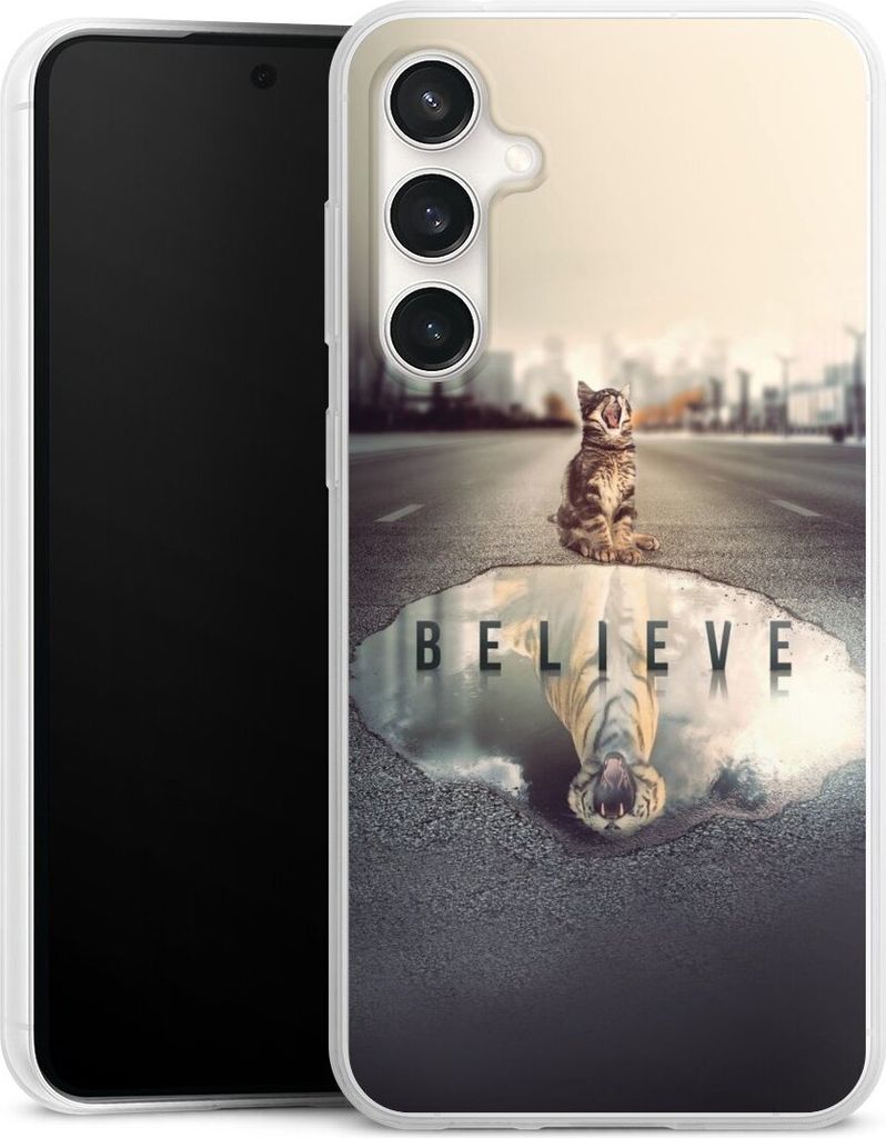 DeinDesign Slim Hülle für Samsung Galaxy S23 FE Silikon Case Ultra Dünn Handyhülle Motivation Tiere Tiger