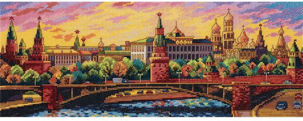 Kit point de croix compté Panna Moscou 36,5x14cm broderie paysages