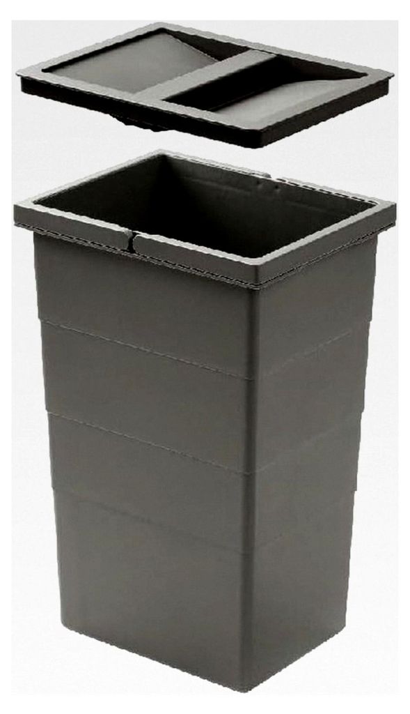 Hailo Inneneimer dunkelgrau mit Deckel | Ersatz-Inneneimer für Abfallsammler | 20 Liter Kunststoff 2 Henkel | Maße: 207 x 242 x 350 mm