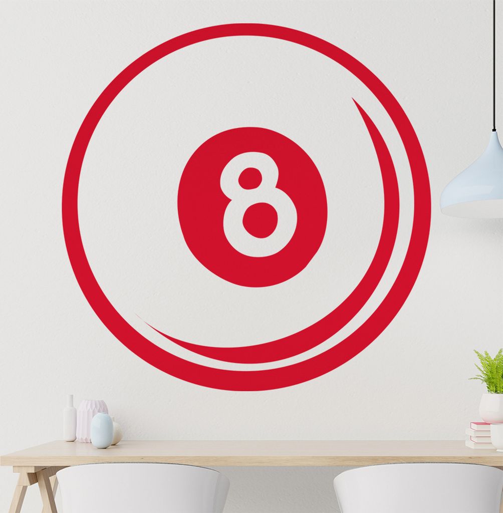 8 Ball Wandtattoo in 6 Größen - Wandaufkleber Wall Sticker - Dekoration, Küche, Wohnzimmer, Schlafzimmer, Badezimmer