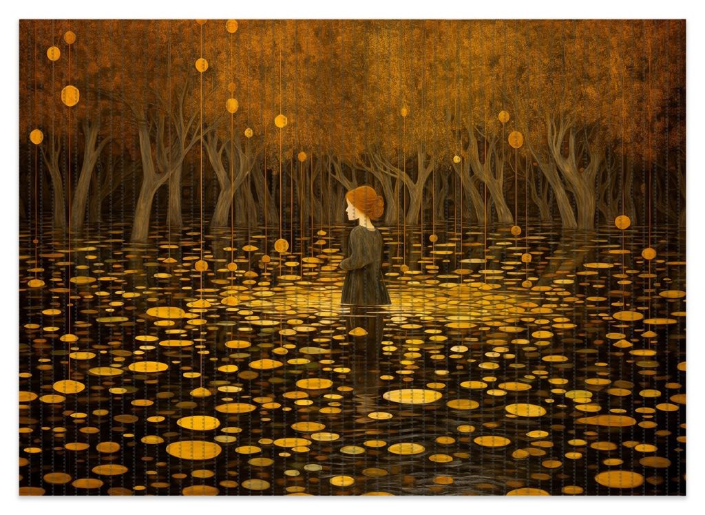 Wallario Duschmatte Antirutschmatte Badmatte Fußmatte Goldener Wald, Größe ca. 70 x 50 cm