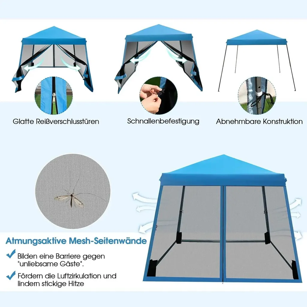 Barnum de Réception Pliable Bleu Idéal pour Réceptions et Repas en Plein Air