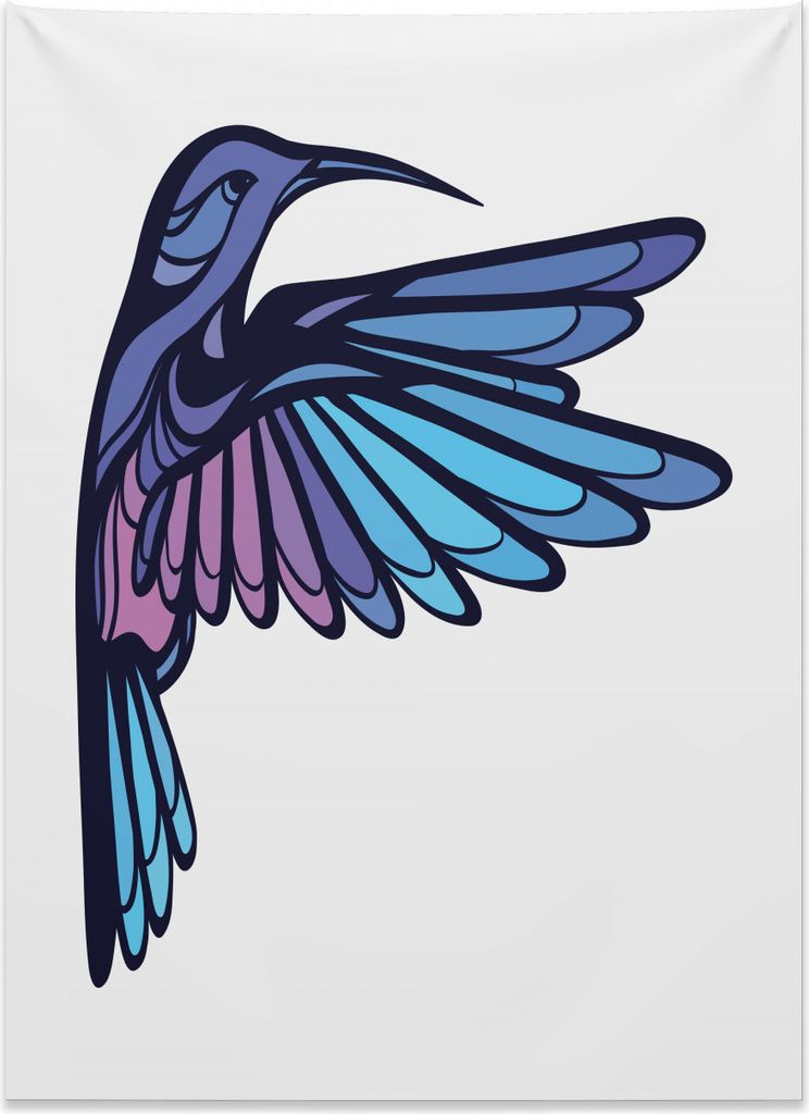 Abakuhaus Feder Wandteppich, Exotischer Kolibri aus Weiches Mikrofaser Stoff Kein Verblassen Klare Farben Waschbar, 110 x 150 cm, Hellblau Lila Rosa