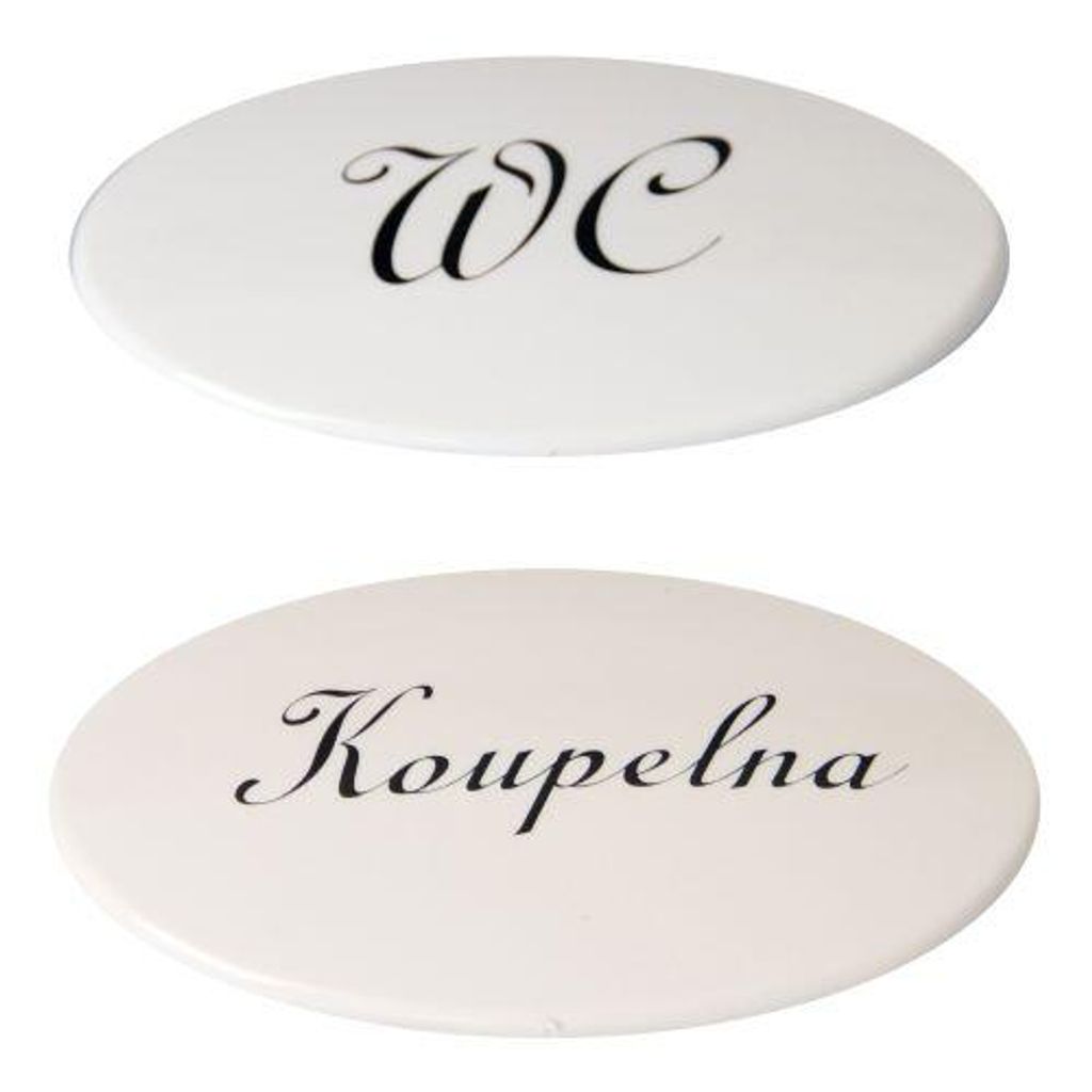 Štítek sada WC + KOUPELNA bílý plast Obrázek produktu 1