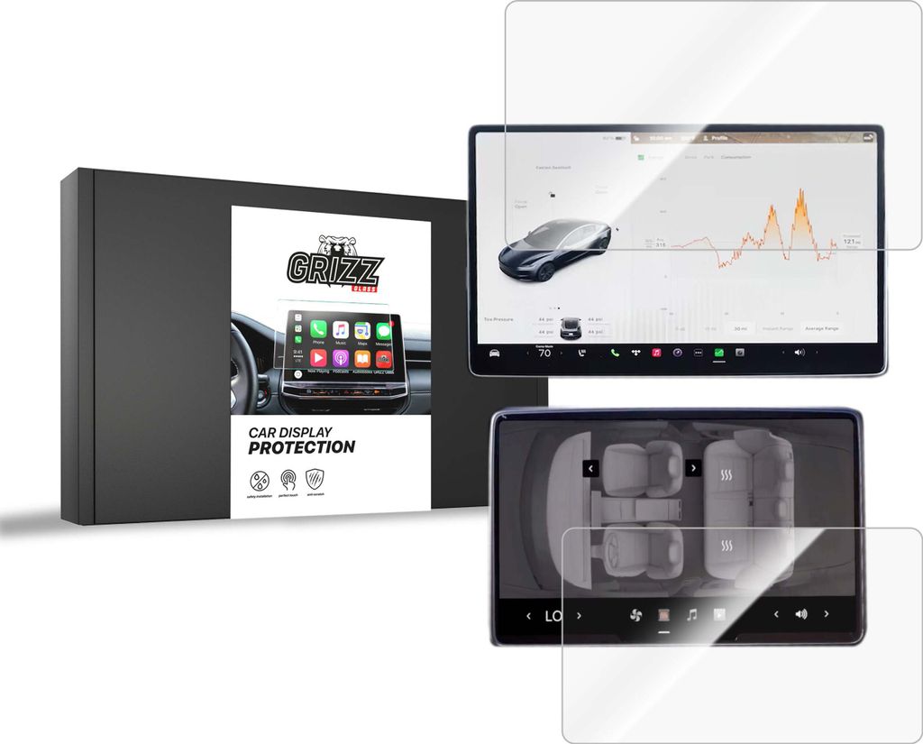 Keramische Autodisplayfolie 2in1 für Tesla Model 3 Highland (2023-2025), Grizz Protector