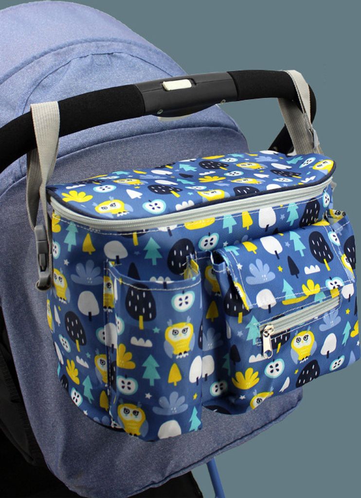 ASKSA Kinderwagen Organizer Kinderwagentasche Buggy Tasche Getraenkehalter Wickeltasche (Dunkelblau)